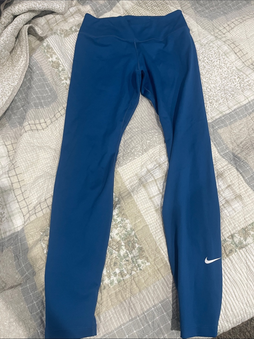 Nike Deep Blue Women's Athletic Leggings with White Swoosh
